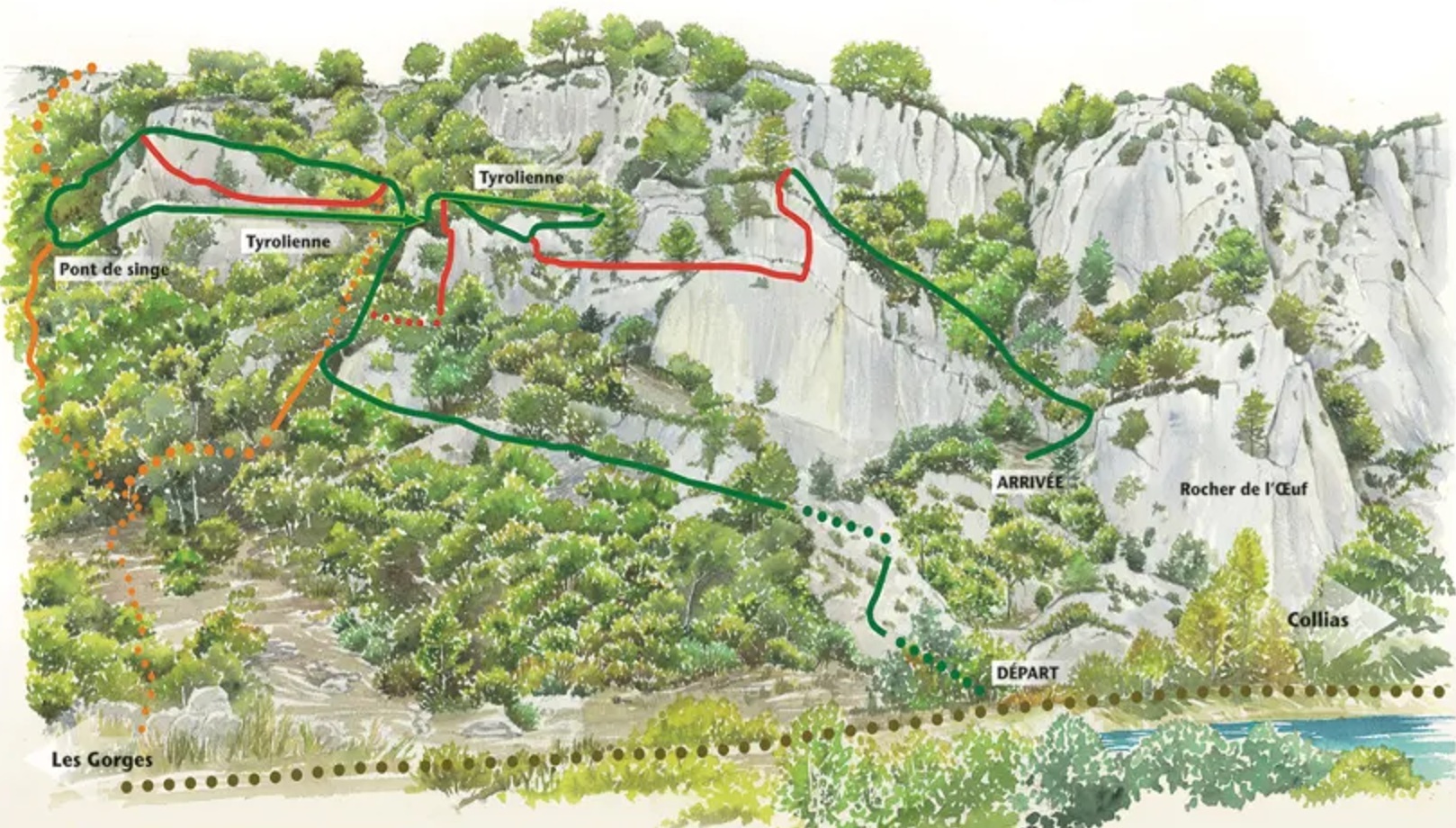Plan de la Via Ferrata de Collias
