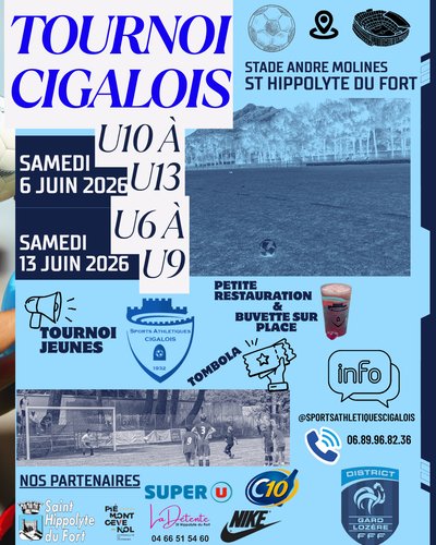 Tournois de football jeunes du CLUB SPORTS ATHLETIQUES CIGALOIS (SA CIGALOIS) 2026_Saint-Hippolyte-du-Fort