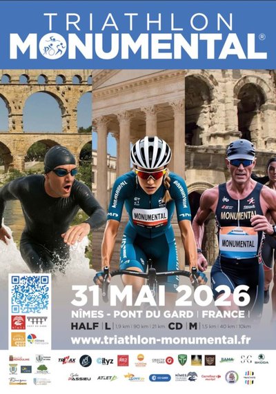 Affiche du Triathlon monumental Nîmes-Pont du Gard