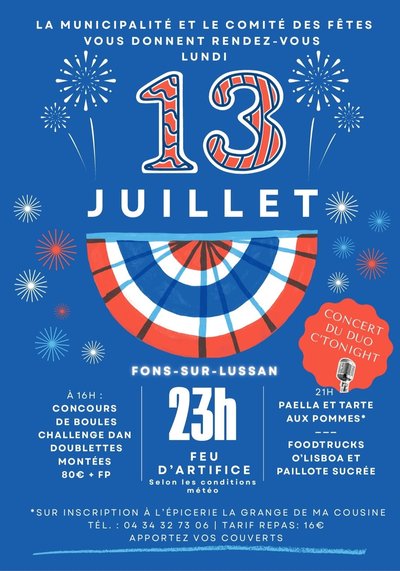 Affiche fête nationale Fons sur Lussan