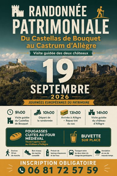 Journées Européennes du Patrimoine 2026 – Randonnée patrimoniale du Castellas de Bouquet au Castrum d'Allègre_Bouquet