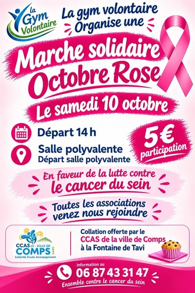 Marche solidaire Octobre Rose à Comps