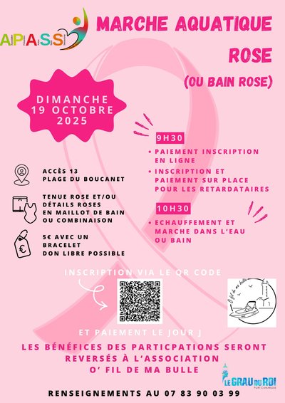 Marche aquatique rose_Le Grau-du-Roi