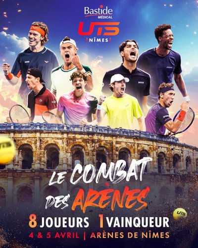 Affiche 8 joueurs, les 4 et 5 avril 2026, arènes de Nîmes