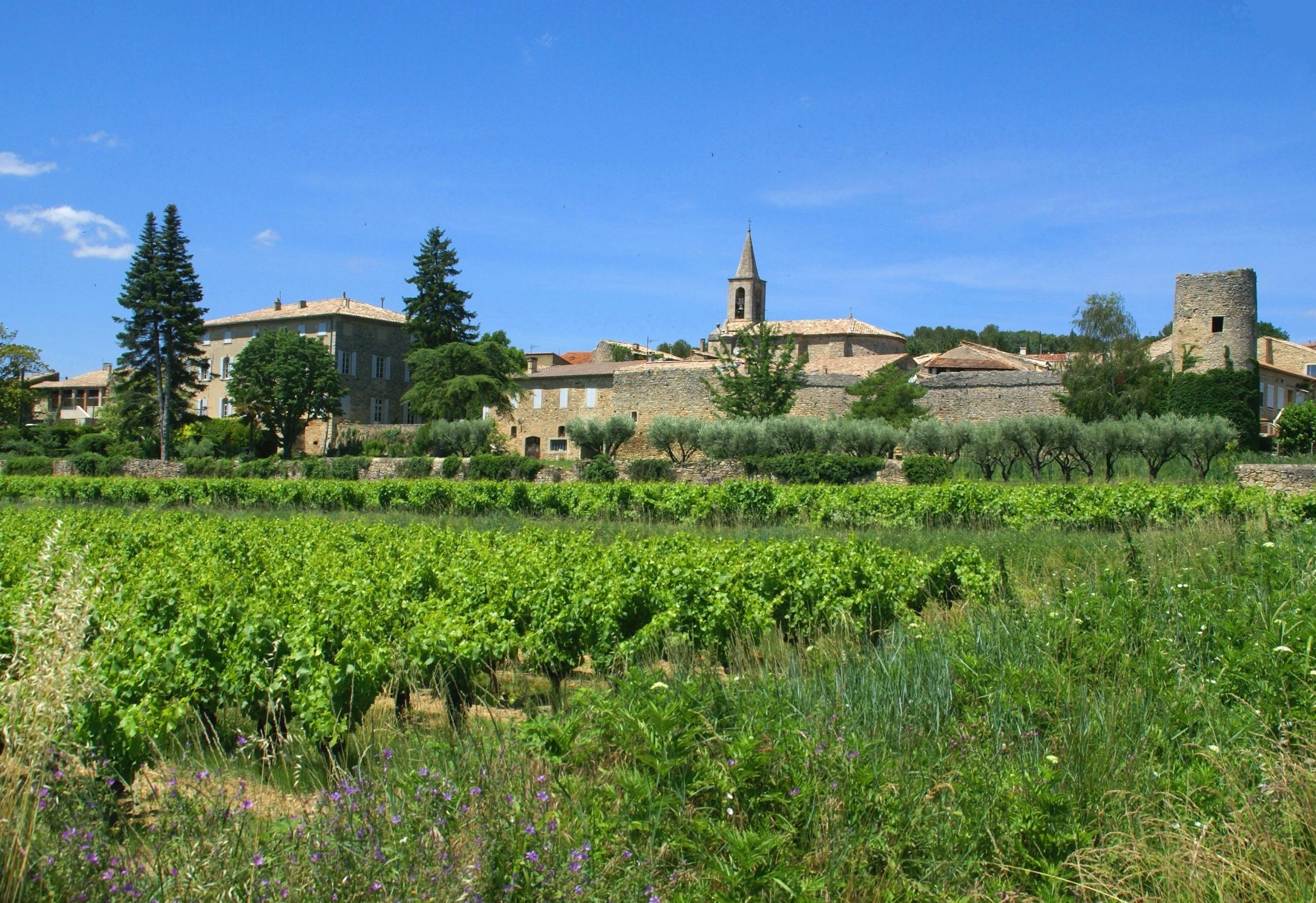 Vue sur le village de St Michel d'Euzet